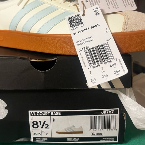 Adidas Women's White and Light Blue Sneakers - Picture 2 of 7